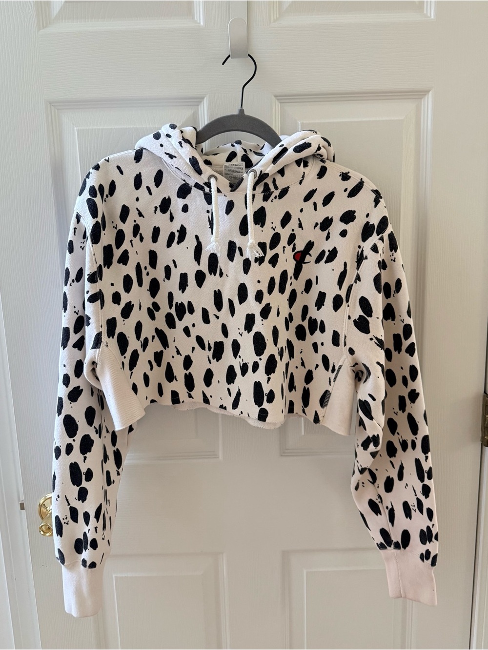 Champion Dalmatian-Print Cropped Hoodie - Black & White
